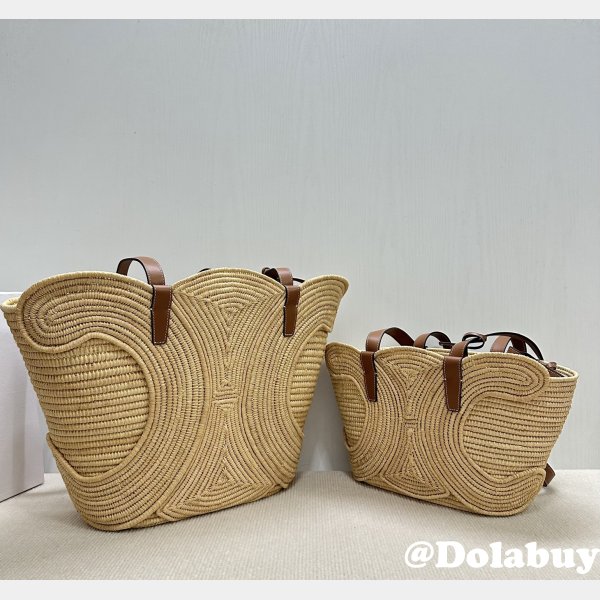7 Star CELINE TRIOMPHE Hand-woven Raffia Bag