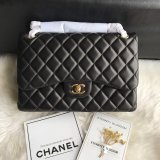 CC CF Knockoff Grained Lambskin & Gold-Tone Metal 30CM Black Maxi