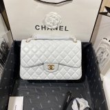 CC CF Knockoff Grained Lambskin & Gold-Tone Metal 30CM Black Maxi