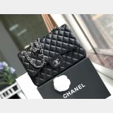 CC CF Knockoff Grained Lambskin & Gold-Tone Metal 30CM Black Maxi