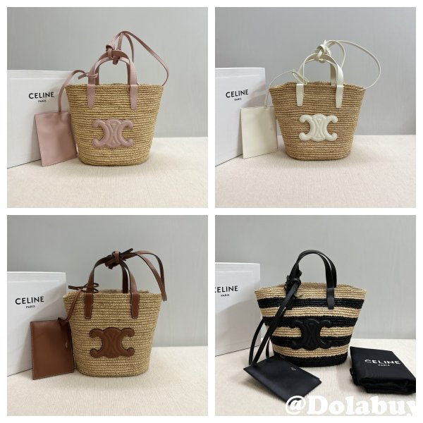 Top Celine TEEN 115802 Hand-woven Raffia Bag
